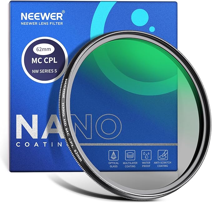 NEEWER 62mm Polarizer Filter, 24 Layer Multi Resistant Nano Coated MC CPL by Neewer