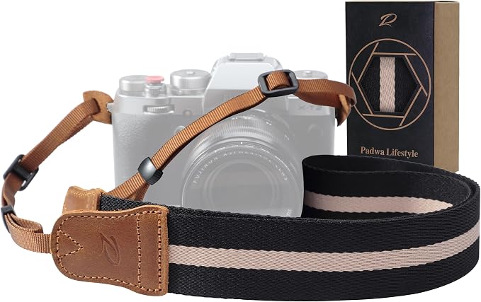 Padwa Lifestyle Black Striped Camera Strap by PadwaLifestyleCameraStrap