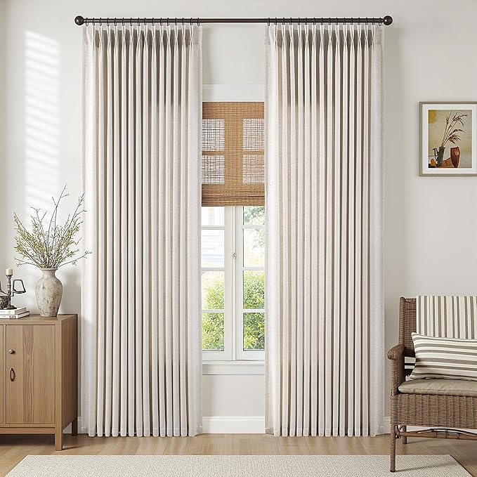 Memory Trained Pinch Pleated Curtains 132 Inches Long, Viral Linen Pinch Pleat - Image 2