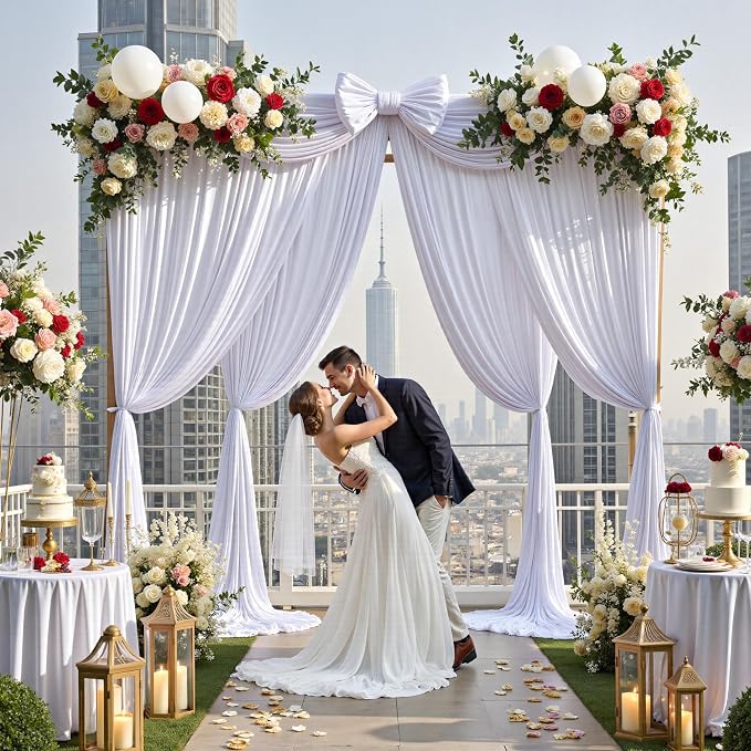 20ft x 14ft Wrinkle Free White Backdrop Curtains - Image 6
