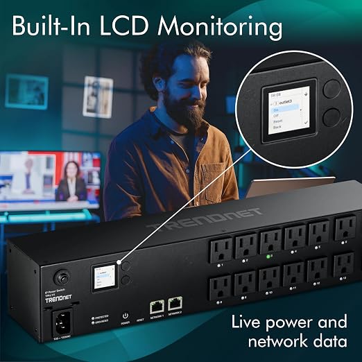 TRENDnet 14-Outlet Managed 2U Rackmount Switched Power Distribution Unit - Image 3