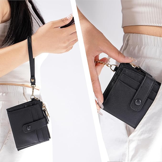 Keychain Wallet Wristlet Small Credit Card Holder Bracelet Key Chain Purse - Image 6
