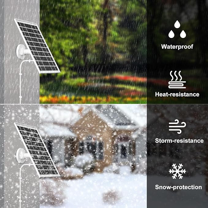 iTODOS 6W Solar Panel for myQ Smart Garage Door Video Keypad, 16.4Ft Outdoor - Image 4