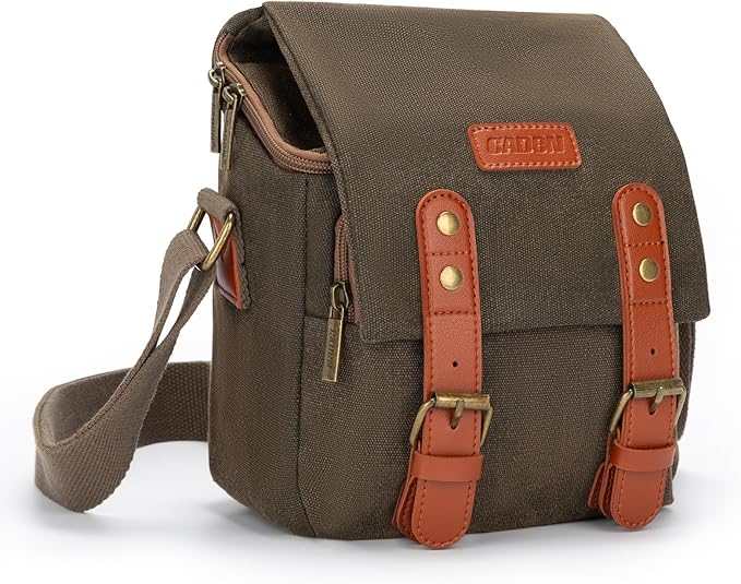 CADeN Compact Camera Bag Case Canvas Leather Trim Compatible by CADeN