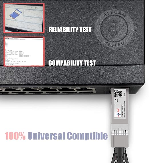 Elfcam® - 8m/26.24ft Fiber Optic Cable OM3 SFP+ to SFP+ AOC 10Gbps, Compatible - Image 4