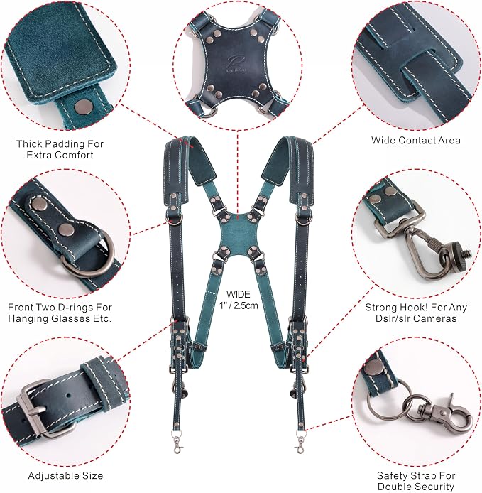 Padwa Lifestyle Dark Green Dual Camera Harness Strap - Image 2
