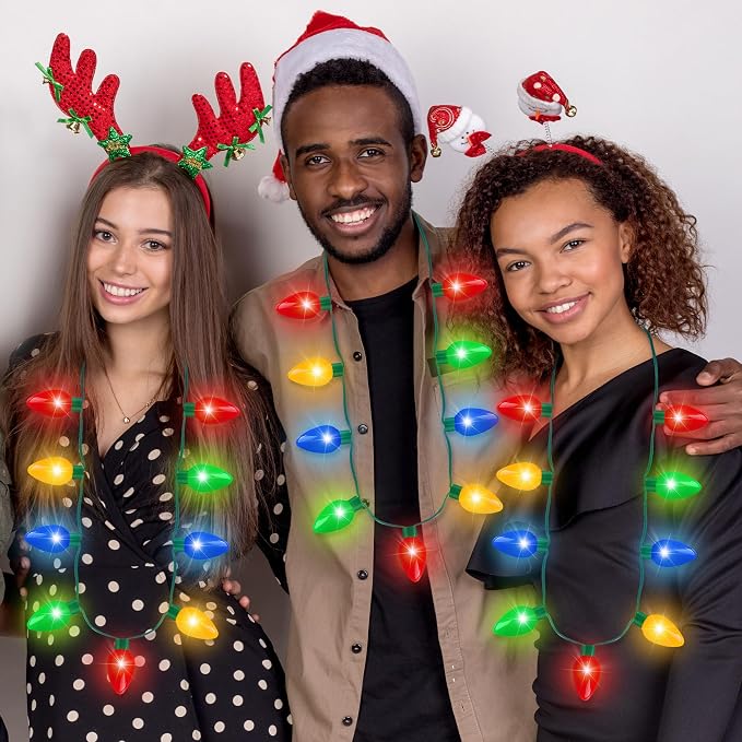 Blowata 12PCS Christmas Party Pavors, 3 Modes Christmas Light up Necklace - Image 6