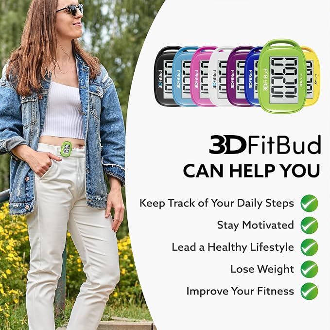 3DActive 3DFitBud Simple Step Counter Walking 3D Pedometer - Image 4