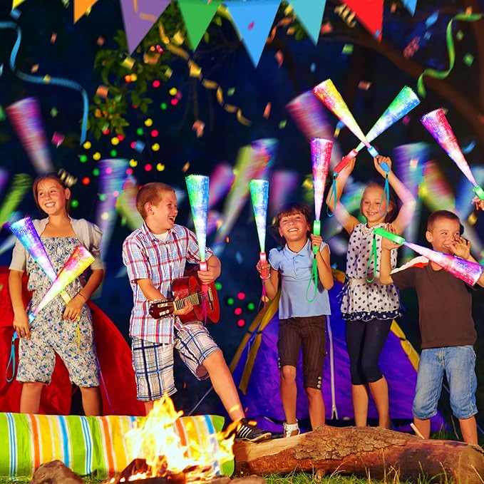 SHQDD 200PCS Glow Fiber Optic Sticks, LED Light Wands, Glow in The Dark Party - Image 5
