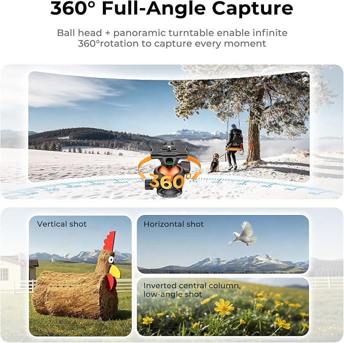 K&F CONCEPT 73" Aluminum Travel Tripod - Image 5