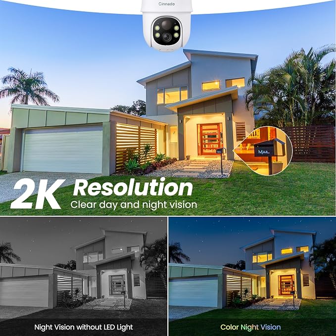 Cinnado 2K Cameras for Home Security-2.4G WiFi Outdoor Camera Wireless - Image 4