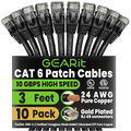 GEARit Cat 6 Ethernet Patch Cable 3 ft Black Cat6 Patch Cables 3ft by GearIT