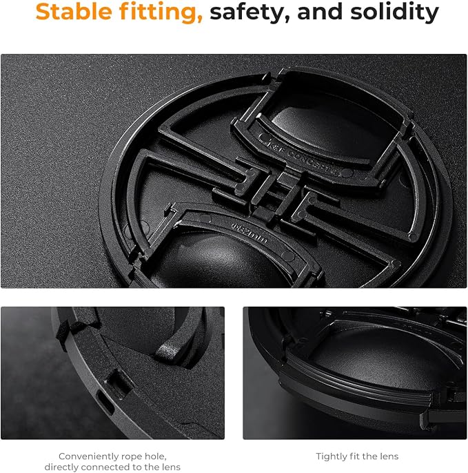 K&F Concept 52mm Lens Cap, 9-in-1 Center Pinch Lens Cover + Anti-Loss Keeper - Image 5