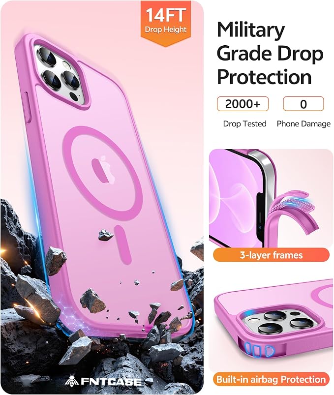 FNTCASE for iPhone 12 Pro Max Case: Translucent Matte Magnetic Phone Cover - Image 5