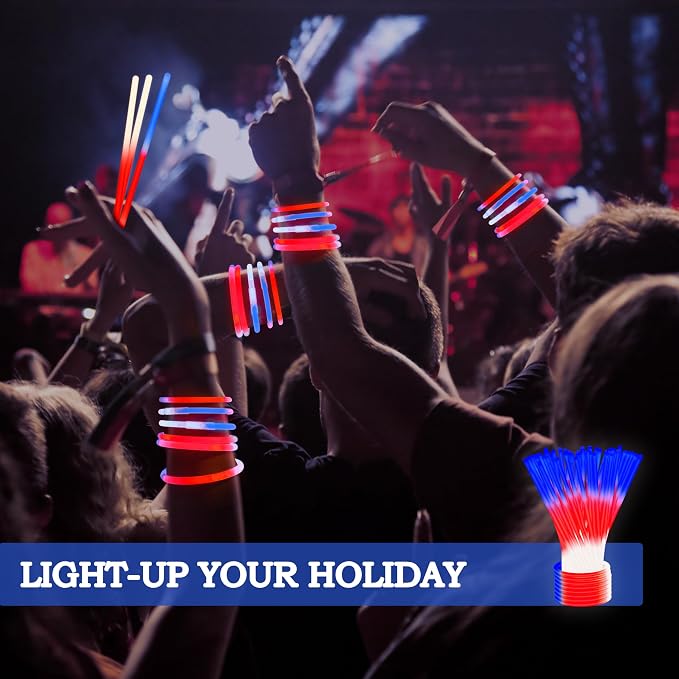 JOYIN 72 Pcs July 4th Glow Sticks Bulk - Image 5