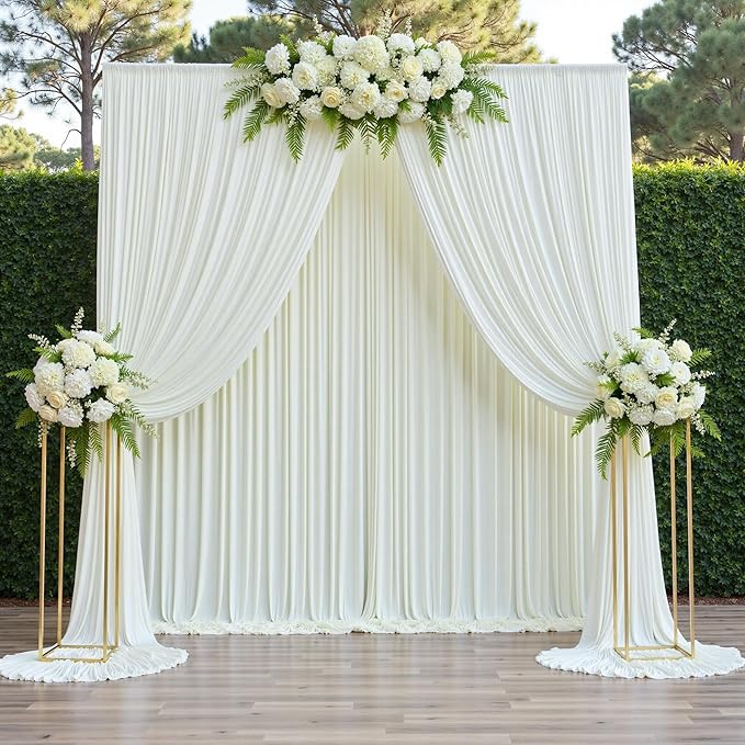 20ft x 12ft Wrinkle Free Ivory Backdrop Curtains - Image 9