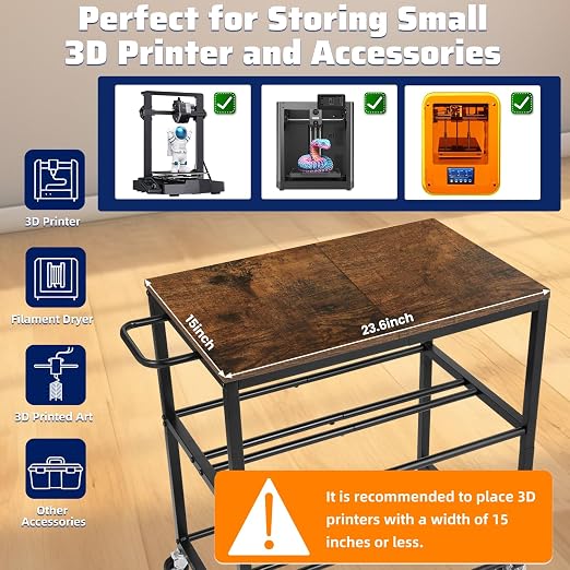 3D Printer Stand with Filament Storage Rack, Sturdy Wooden 3D Printer Table - Image 2