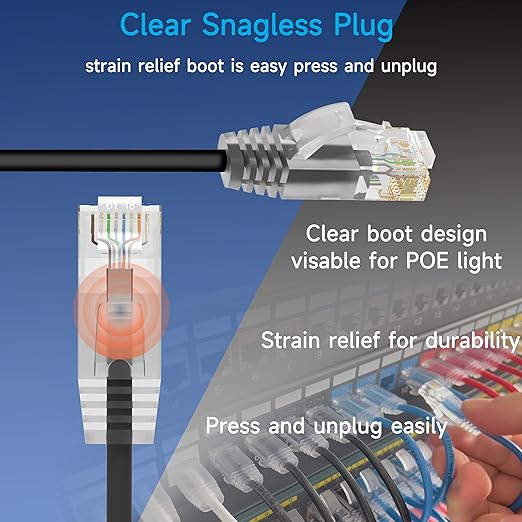 Cat6a Slim Ethernet Patch Cable 1 ft, Cat6a Patch Cable - Image 4