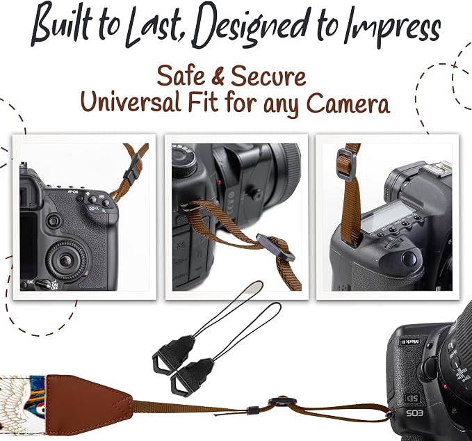 Art Tribute Camera Strap, Vintage Embroidered Neck Shoulder & Crossbody Camera - Image 7