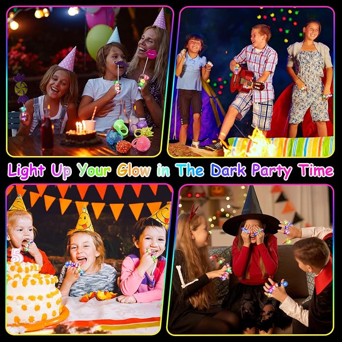 OLUPP Light Up Rings, Glow In The Dark Party Supplies, 6 Style Flashing Glow In - Image 3