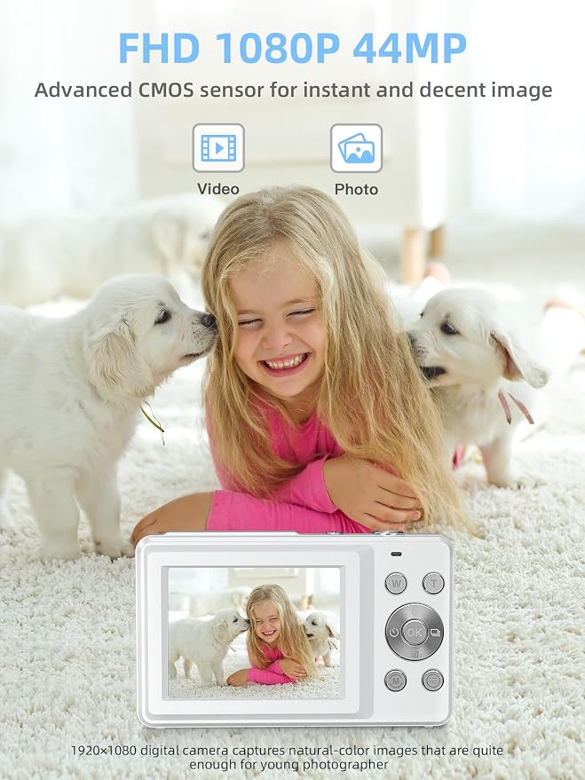 Camkory Digital Camera for Kids，Teens and Starters, FHD 1080P Point and Shoot - Image 2
