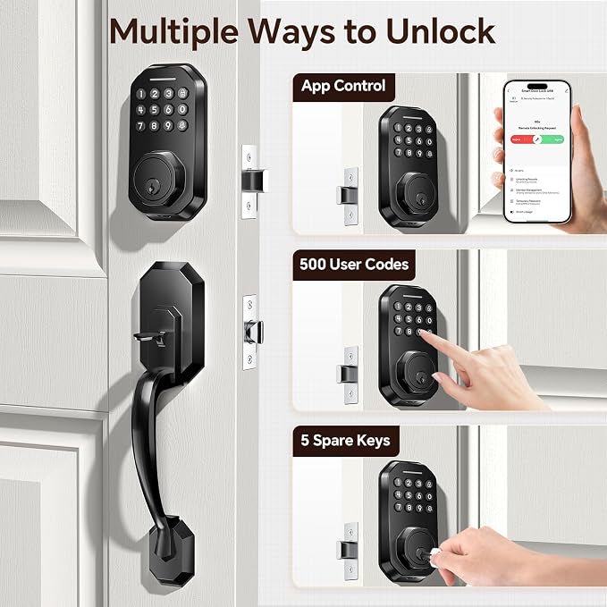 Ulecoce WiFi Smart Door Lock for Front Door, Keyless Entry Door Lock - Image 3