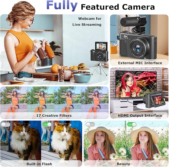 8K Digital Camera for Photography, 88MP Autofocus Vlogging Camera for YouTube - Image 7