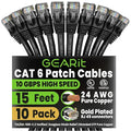 GEARit Cat 6 Ethernet Patch Cable 15 ft Black Cat6 Patch Cables 15ft by GEARit