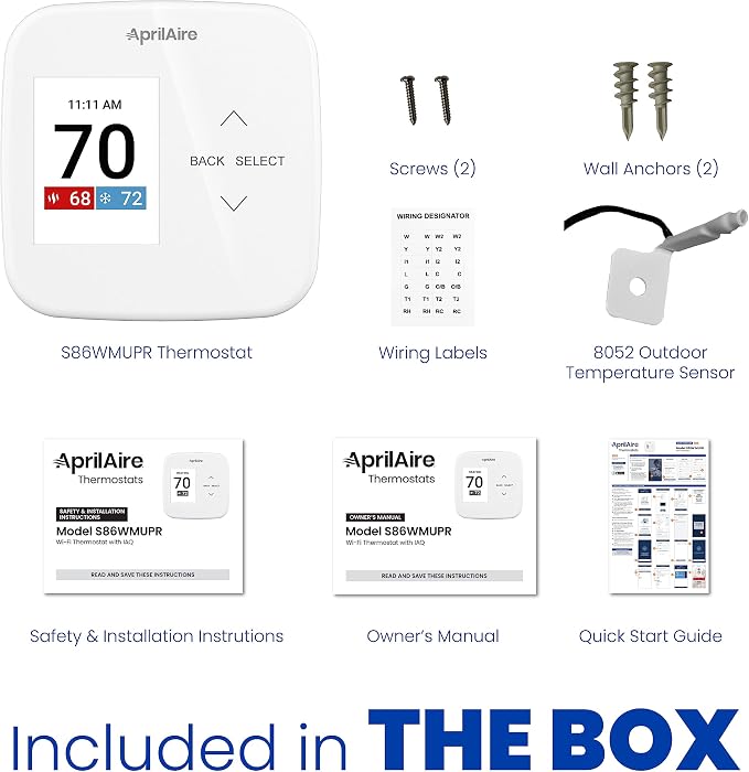 AprilAire S86WMUPR Wi-Fi Programmable Thermostat, 2H/2C Heat/Cool Stages or - Image 11
