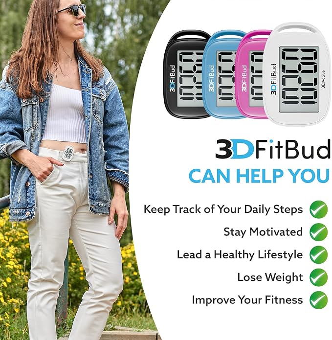 3DActive 3DFitBud Simple Step Counter Walking 3D Pedometer - Image 4