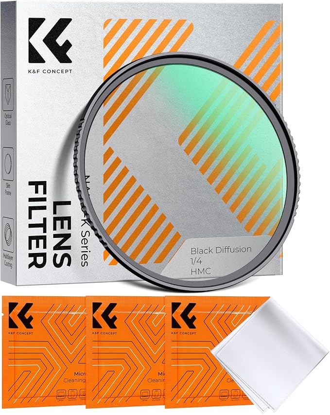 K&F CONCEPT 77mm Black Diffusion 1/4 Filter Mist Cinematic Effect Filter by KFCONCEPT