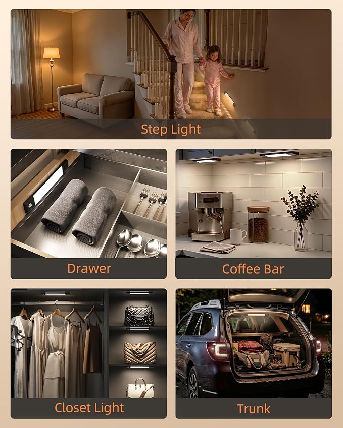 EZVALO Under Cabinet Lighting, Wireless Closet Lights, 50 LED Rechargeable - Image 8