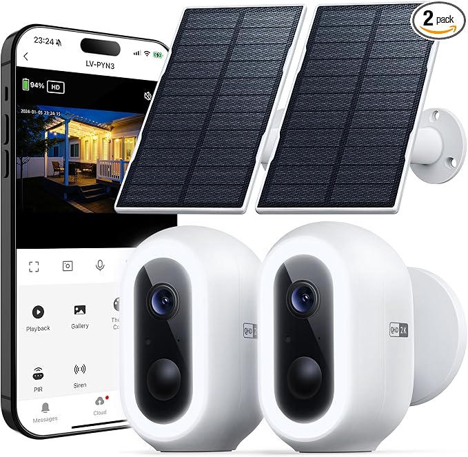 Laview 2K Solar Security Cameras Wireless Outdoor, Rechargeable Battery Wifi by LaView