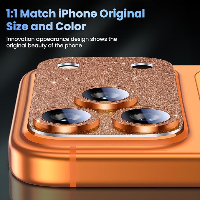 Uyiton for iPhone 17-Pro Camera-Lens Protector: Bling Metal Tempered Glass Rear - Image 5