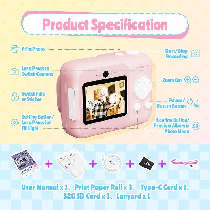 Instant Print Camera for Kids, Christmas Birthday Gifts for Girls Boys Age 3-12 - Image 5