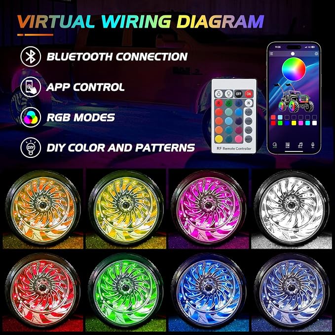 Nilight 4PCS 17.5inch LED Wheel Ring Lights RGB - Image 3