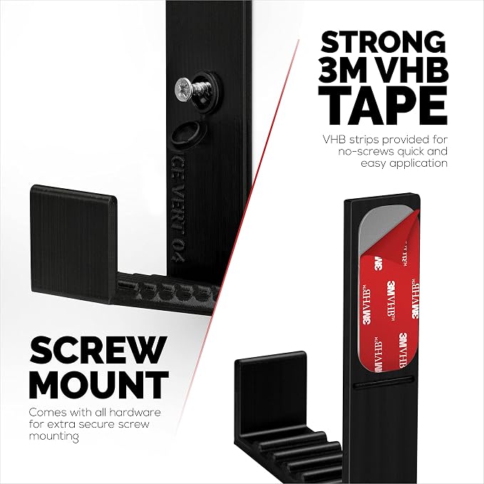 2.5" Cable Box Wall Mount Hanger Holder, Adhesive & Screw-in, - Image 3
