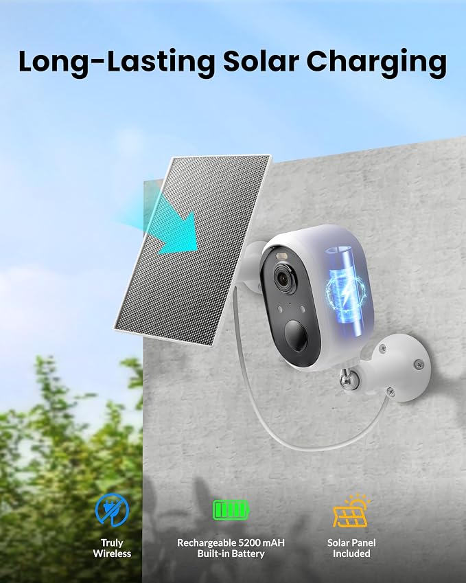 Solar Security Camera Outdoor Wireless, 5MP Color Night Vision, Battery Powered - Image 3