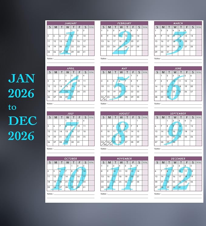 Attendance Calendar Employee Card Attendance Record Tracker 2026, Heavy 100lb - Image 6