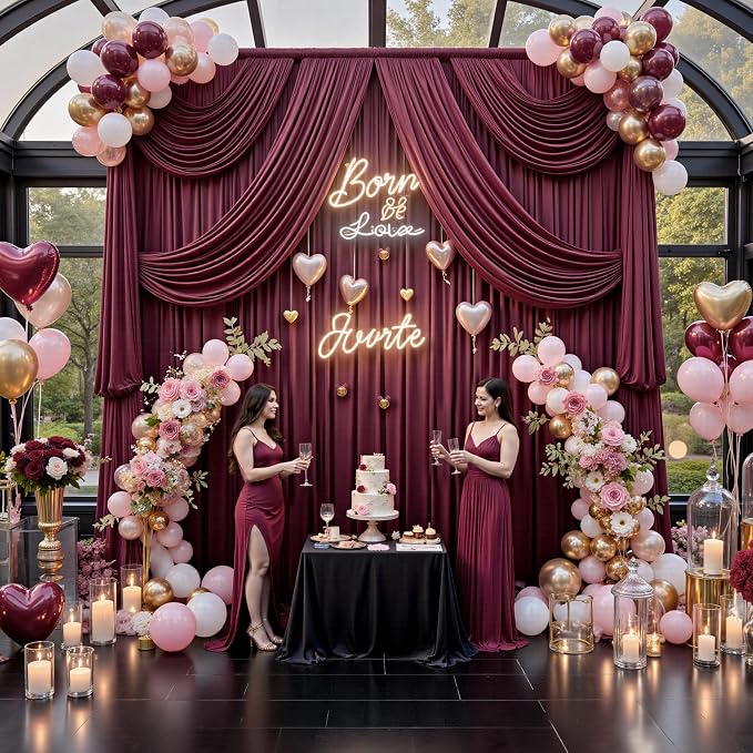 10ft x 15ft Burgundy Backdrop Curtains - Image 8