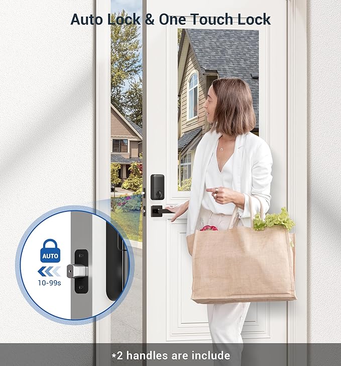 Veise Fingerprint Door Lock Set, Keyless Entry Door Lock, Front Handle Set - Image 4