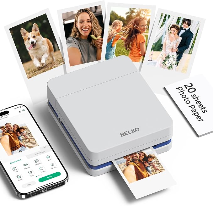 Nelko PP01 Instant Smartphone Photo Printer, Portable Mini Color Wireless by NELKO