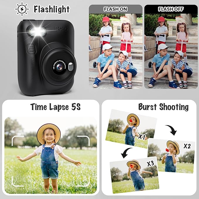 Instant Print Camera for Kids, 3.0" HD 1080P Digital Video Cameras - Image 4