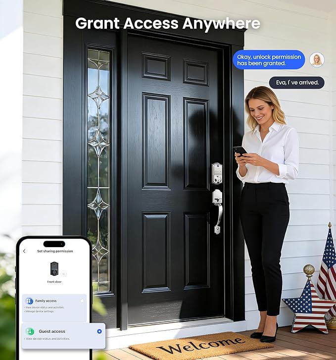 Veise VE017 Fingerprint Smart Door Lock, App Control, 8-in-1 Keyless Entry - Image 7