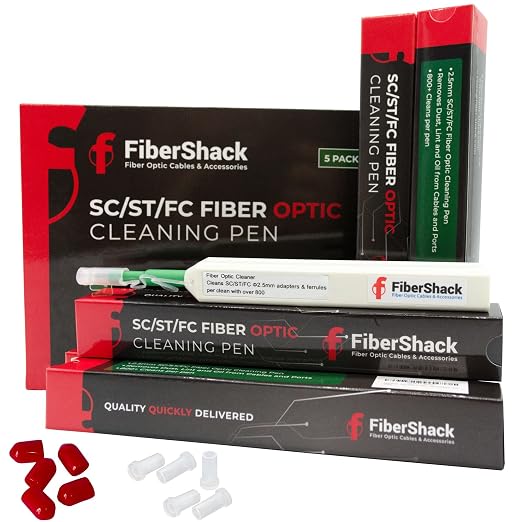 Fibershack - 2.5mm SC Fiber Cleaner Pen - 5 Pack - FC & ST Fiber Optic Cleaning by Fibershack