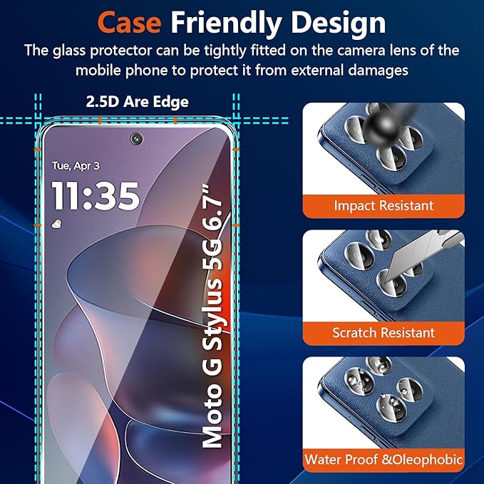 Designed for Motorola Moto G Stylus 5G 2025 Tempered Glass Screen Protector + - Image 6