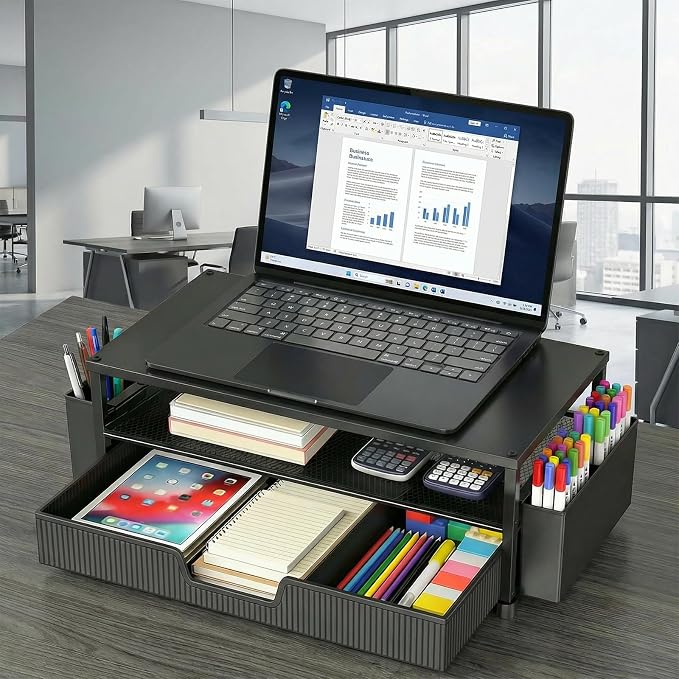 ECOLOVI Desk Organizer and Accessories, 2-Tier Computer Monitor Stand Rise - Image 5