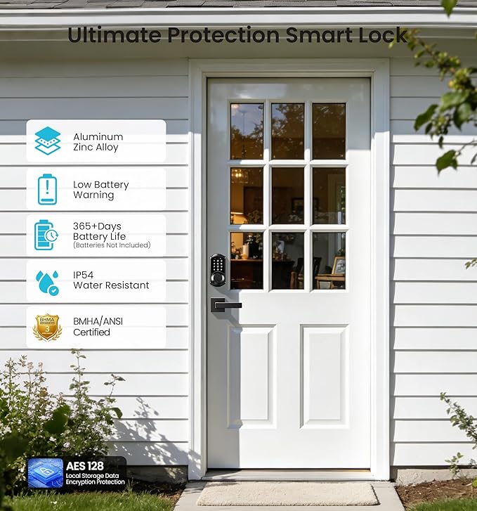 Veise VE06-L Smart Locks with 2 Lever Handle Set, App Control, Keyless Entry - Image 5