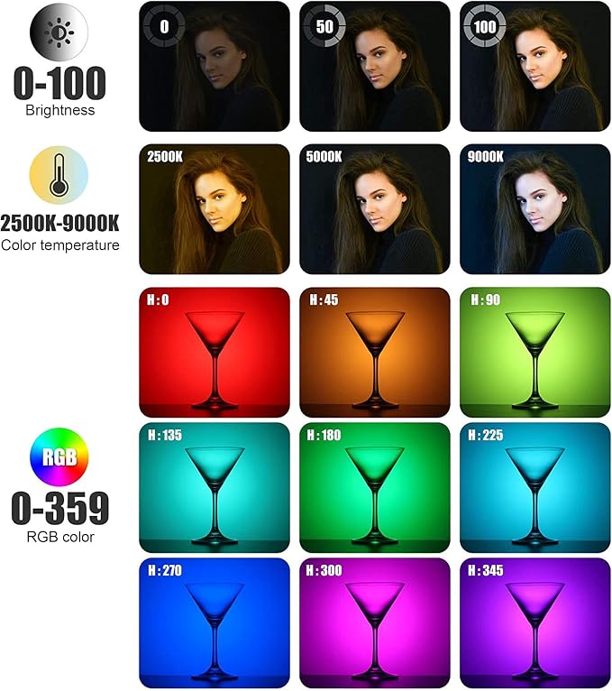 ENEGON RGB Selfie Light, 360° Full Color RGB Video Light - Image 3