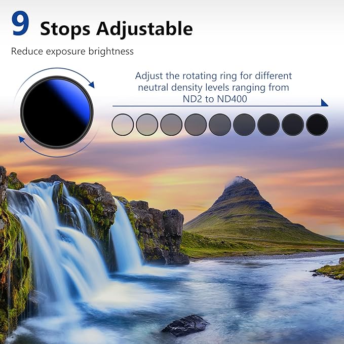 NEEWER 58mm Variable ND Filter ND2-ND400, Neutral Density Filter, Water and - Image 3